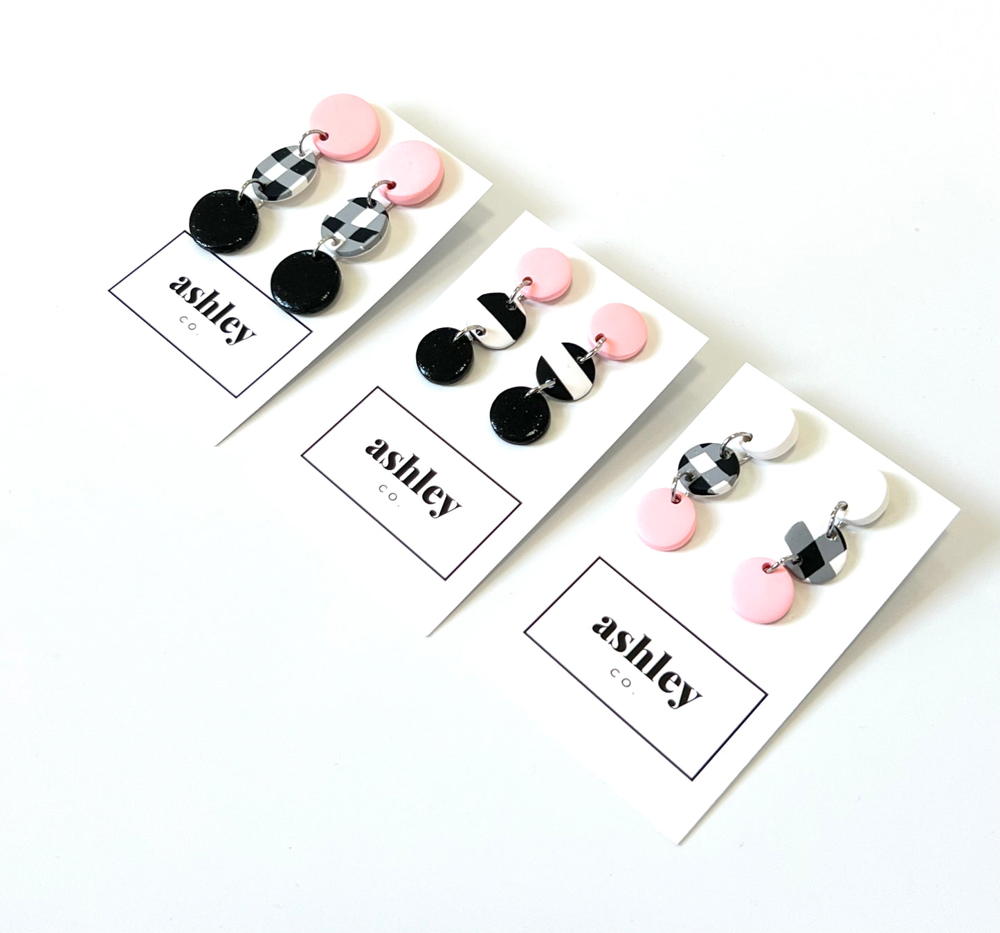 Large Tri-Drops - Pink/Gingham/Black Sparkle – Inc Design Store