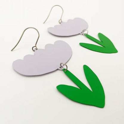 Lilac + Apple Green Flower Dangle Earrings