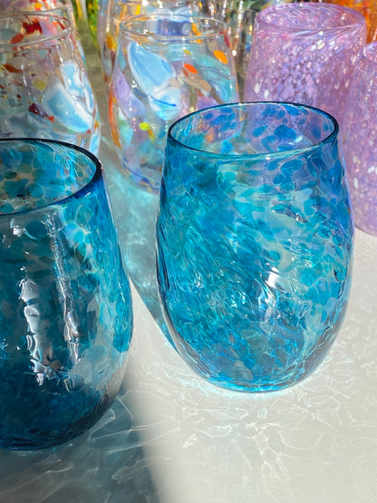 Handblown Glass Tumbler - Ocean Blue