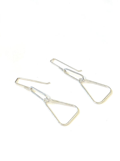 Dangly earrings Silver Triangle & Oval (#145)”