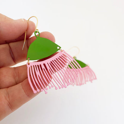 Gum Blossom Earrings - Green & Pink