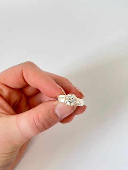 2.0ct Moissanite in Red Gold, Polished Sterling Silver (CI634)