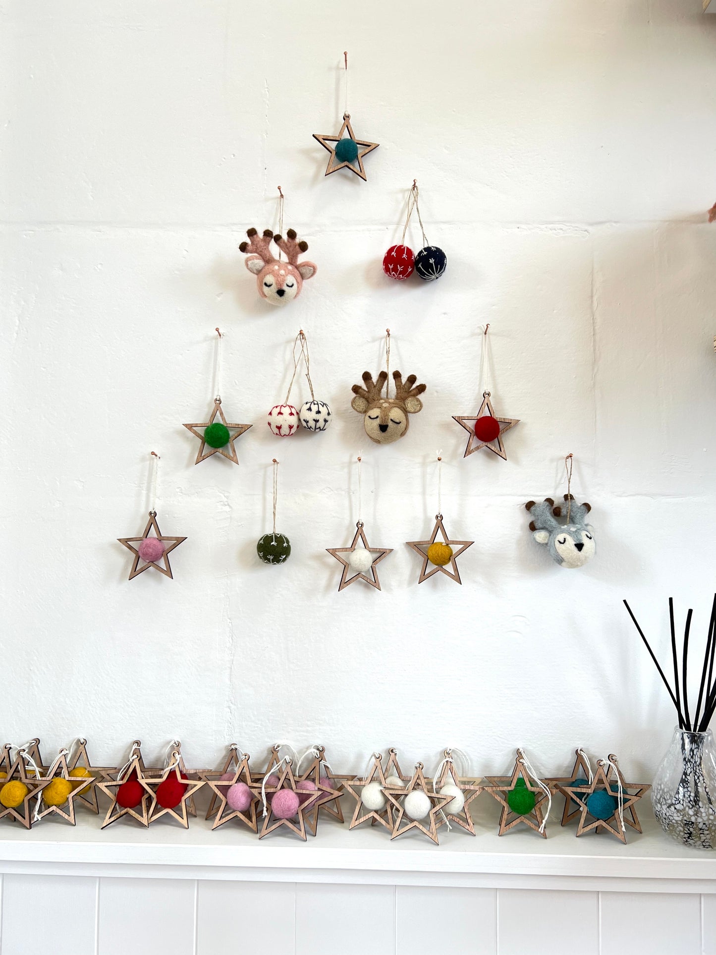 Wooden Star Decoration - Red