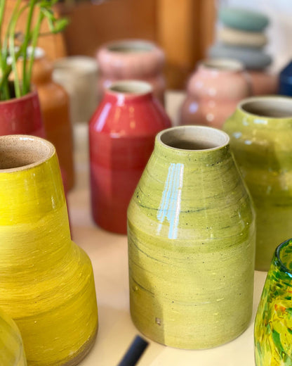 Colour Block Ceramic Vase - Red