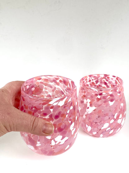 Handblown Glass Tumbler - Hot Pink