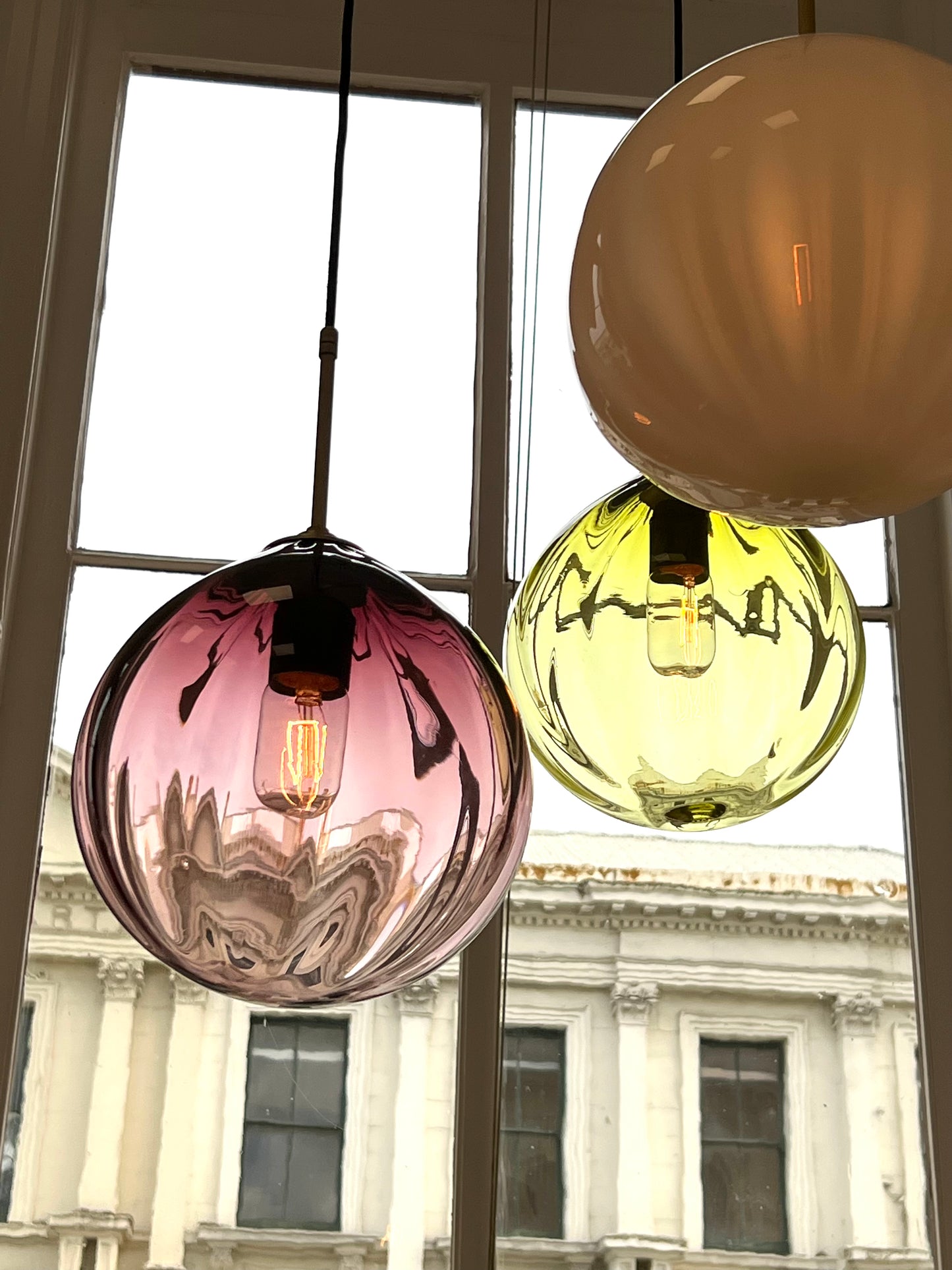 Handblown Glass 'Dodici' pendant light - Aubergine - made to order