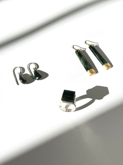 Greenstone & Silver Droplet Earrings (EA-DR3)