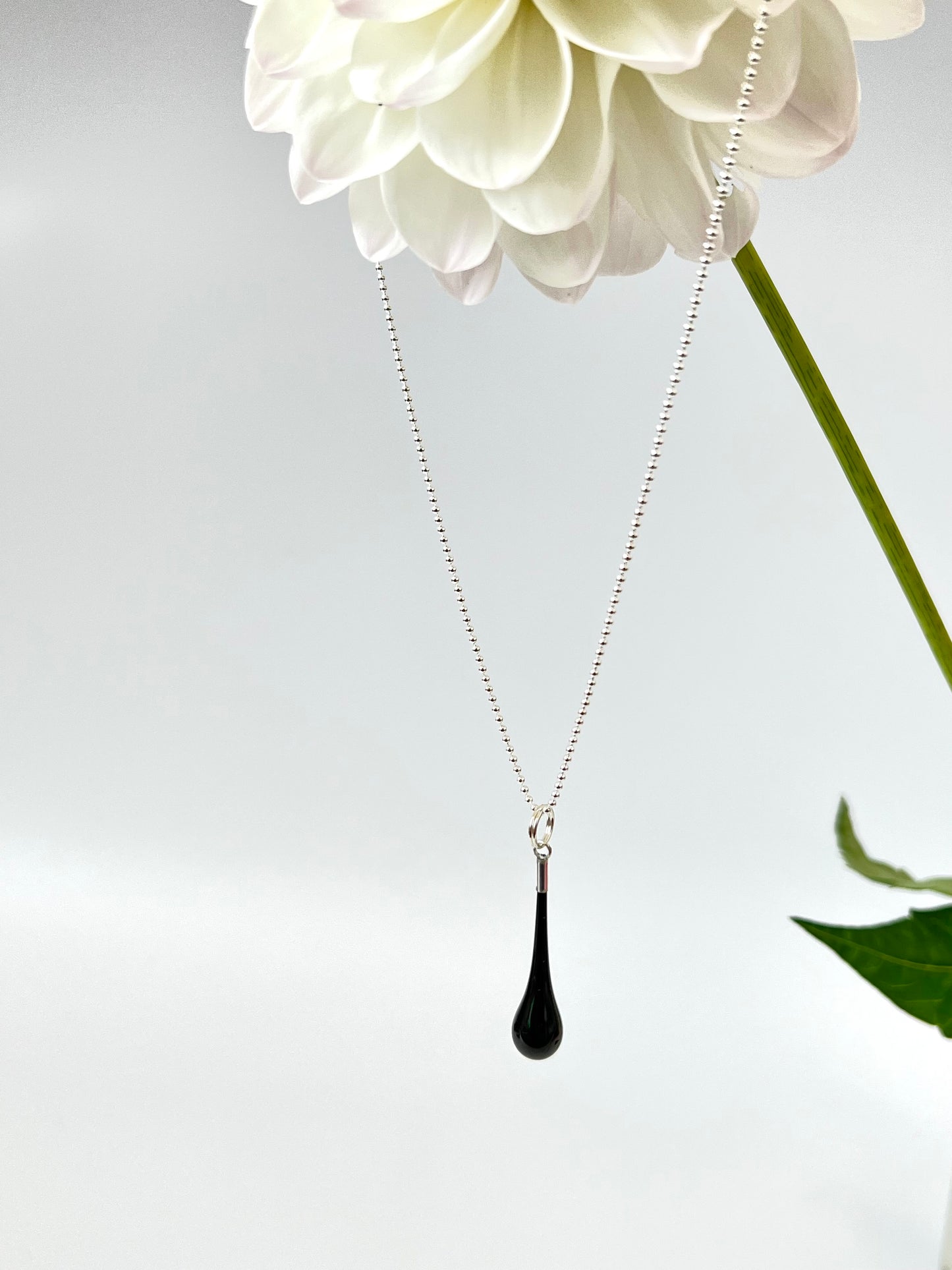 Glass Teardrop Pendant - Black