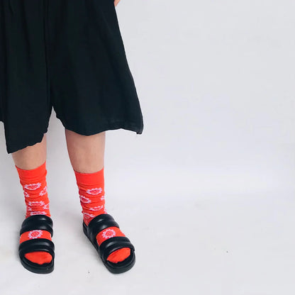 Merino Floral Socks - Tangerine