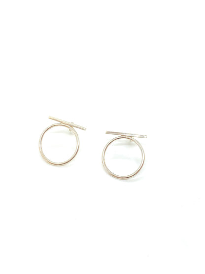 Silver Circle Earrings With Bar (#104)