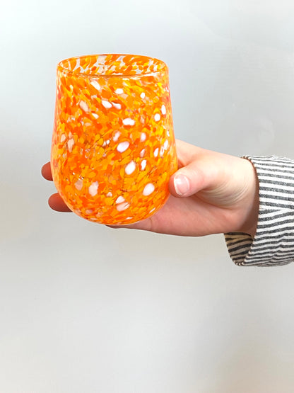 Handblown Glass Tumbler - Bright Orange