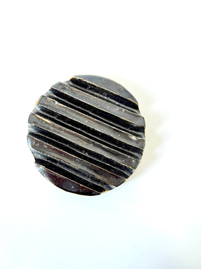 Handmade Ceramic Round Textured Dish - Black